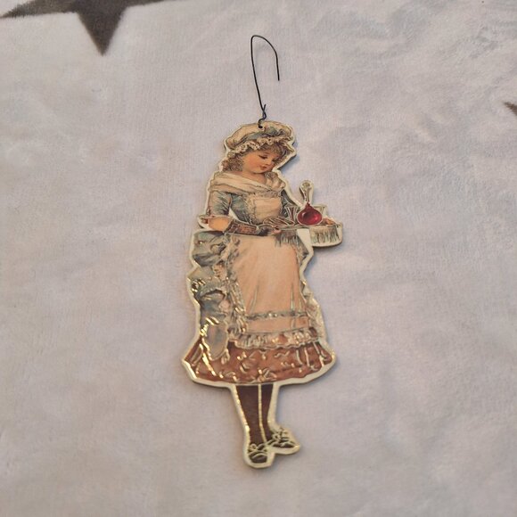 Vintage 1988 Merrimack Publishing Victorian Girl 5" Die Cut Christmas Ornament - Picture 1 of 7